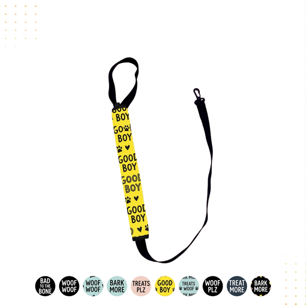 Lead Sleeve sublimation print example — novelty design on a personalised dog lead