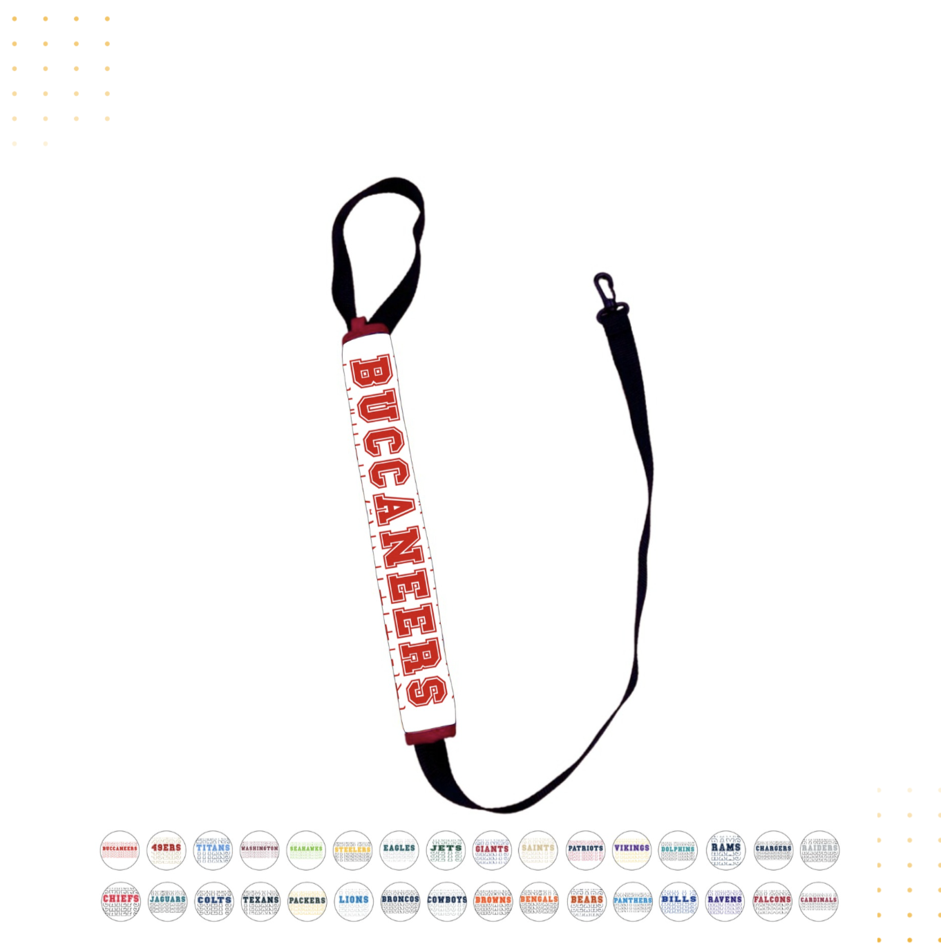 Lead Sleeve sublimation print example — sports design on a personalised dog lead